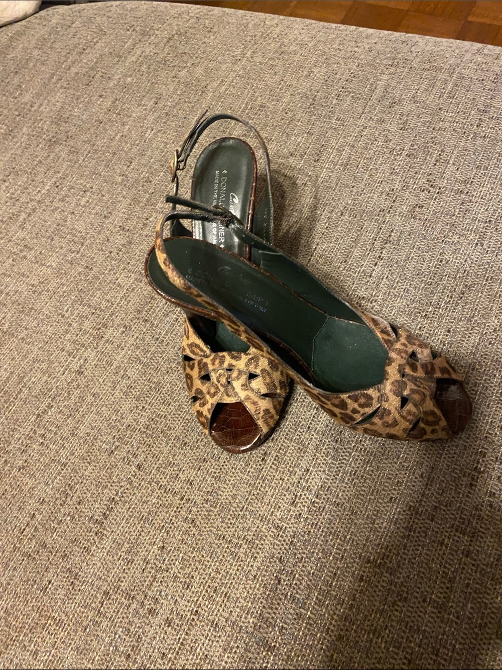 Donald J. Pliner Leopard Print Slingback Peep-Toe Heels